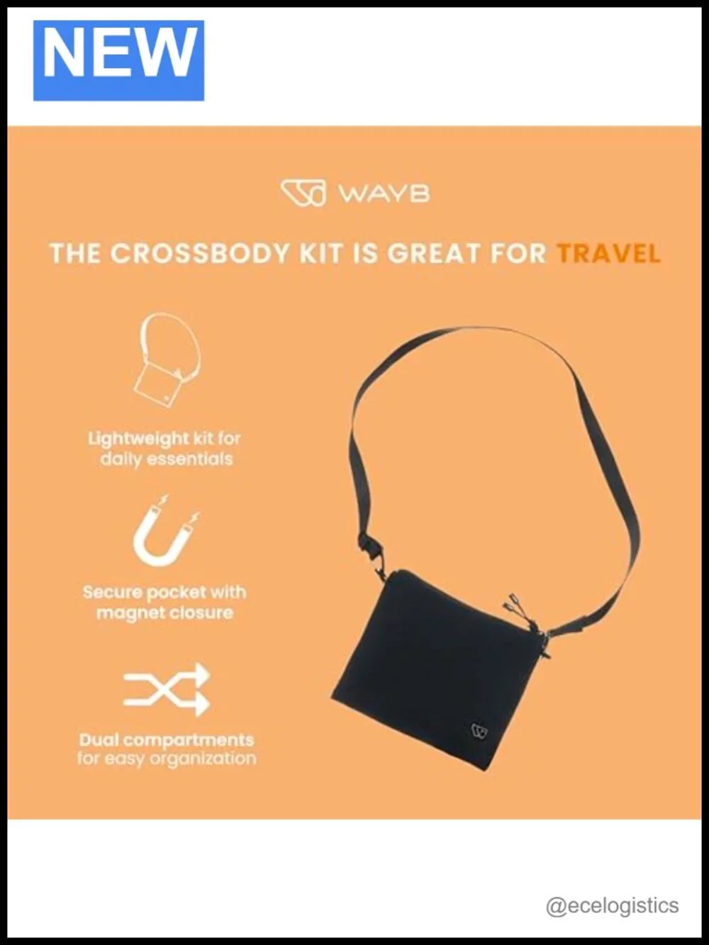 Nylon Crossbody Bag with Secure Phone Pocket, Adjustable Strap, 2 Compartments
